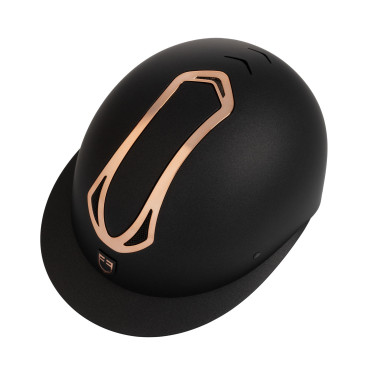 Casco de mujer Equestro con visera ancha homologado EN 1384-2023 Negro / oro rosa