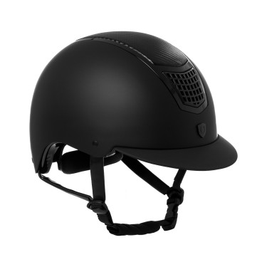 Casco unisex Equestro con inserto de carbono y ribete brillante EN 1384-2023 Negro / negro