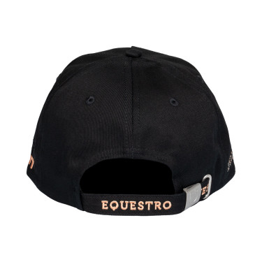 Gorra mujer Equestro con logotipo de strass Negro