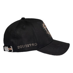 Gorra mujer Equestro con logotipo de strass Negro