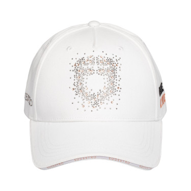 Gorra mujer Equestro con logotipo de strass Blanco