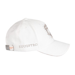 Gorra mujer Equestro con logotipo de strass Blanco