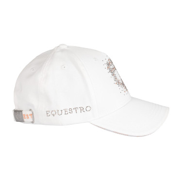 Gorra mujer Equestro con logotipo de strass Blanco