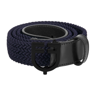Cinturón elástico Equestro con hebilla con logo negro Marino Azul marino
