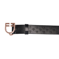 Cinturón Equestro de cuero negro con hebilla rose gold Negro