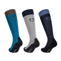 Calcetines Equestro Technical Basic por 3 Coral azul / gris escarchado / azul marino