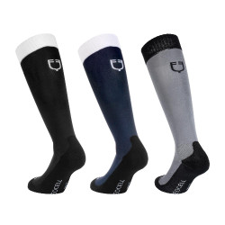 Calcetines Equestro Technical Basic por 3 Negro blanco / blazer marino blanco / asfalto negro