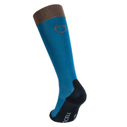 Calcetines unisex Equestro Basic de tejido técnico Coral azul / nogal
