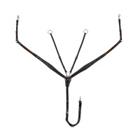 Pecho de atar Equestro de cuero con pespuntes decorativos y martingala desmontable Negro