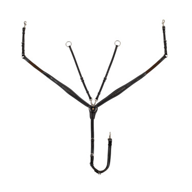 Pecho de atar Equestro de cuero con pespuntes decorativos y martingala desmontable Marrón oscuro