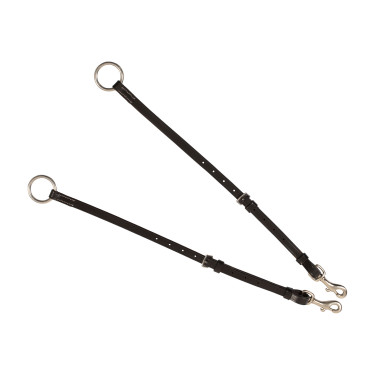 Pecho de atar Equestro de cuero con pespuntes decorativos y martingala desmontable Marrón oscuro