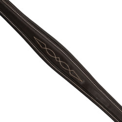 Pecho de atar Equestro de cuero con pespuntes decorativos y martingala desmontable Marrón oscuro
