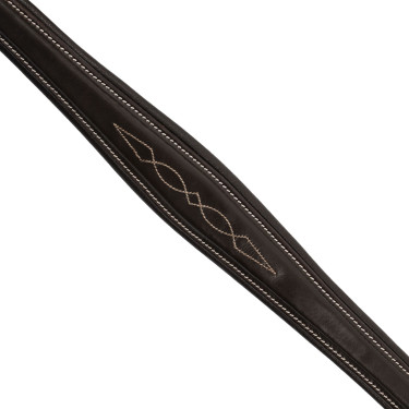 Pecho de atar Equestro de cuero con pespuntes decorativos y martingala desmontable Marrón oscuro
