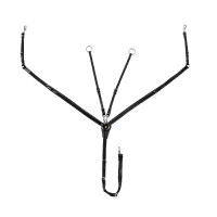 Pechopetral Equestro de cuero con insertos elásticos y martingala desmontable Negro