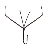 Pechopetral Equestro de cuero con insertos elásticos y martingala desmontable Marrón oscuro Marr&amp;oacute;n