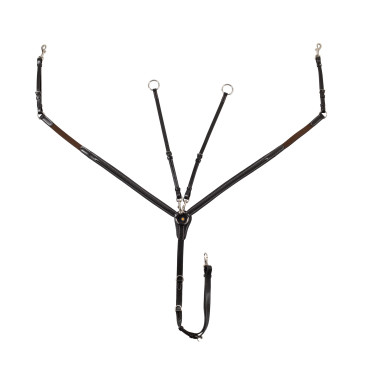 Pechopetral Equestro de cuero con insertos elásticos y martingala desmontable Marrón oscuro Marr&amp;oacute;n