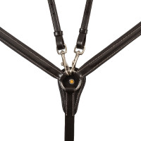 Pechopetral Equestro de cuero con insertos elásticos y martingala desmontable Marrón oscuro Marr&amp;oacute;n