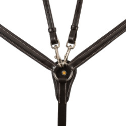 Pechopetral Equestro de cuero con insertos elásticos y martingala desmontable Marrón oscuro Marr&amp;oacute;n