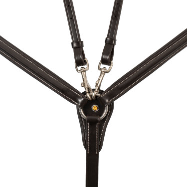 Pechopetral Equestro de cuero con insertos elásticos y martingala desmontable Marrón oscuro Marr&amp;oacute;n