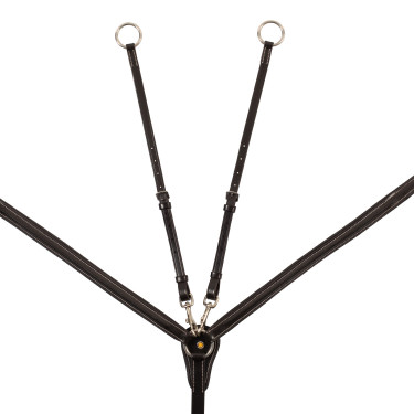 Pechopetral Equestro de cuero con insertos elásticos y martingala desmontable Marrón oscuro Marr&amp;oacute;n