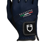 Guantes de tejido técnico Equestro X FISE Americana marina Azul marino