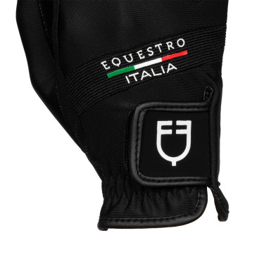 Guantes de tejido técnico Equestro X FISE Negro Guantes de tejido técnico Equestro X FISE Negro