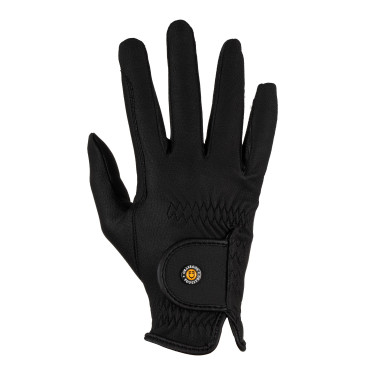 Guantes unisex Equestro de cuero sintético con cierre autoadherente Negro