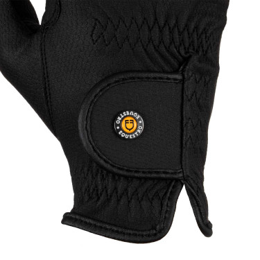 Guantes unisex Equestro de cuero sintético con cierre autoadherente Negro