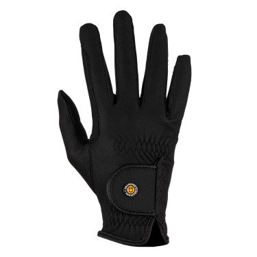 Guantes unisex Equestro acolchados de cuero sintético con cierre autoadherente Negro