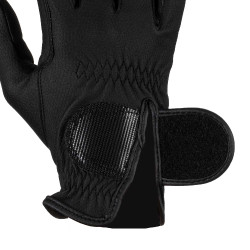Guantes unisex Equestro acolchados de cuero sintético con cierre autoadherente Negro