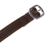 Tirillas para espuelas de doble cuero con hebilla plateada Equestro Marrón oscuro Marr&amp;amp;amp;oacute;n