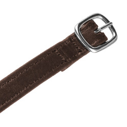 Tirillas para espuelas de doble cuero con hebilla plateada Equestro Marrón oscuro Marr&amp;amp;amp;oacute;n