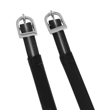 Correas de espuelas Equestro de cuero con inserto elástico Negro