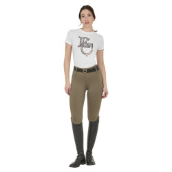 Legging para mujer Equestro de talle alto con trabillas para cinturón Nuez Marrón