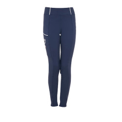Legging para niña Equestro x FISE full grip corte slim Americana marina Azul marino