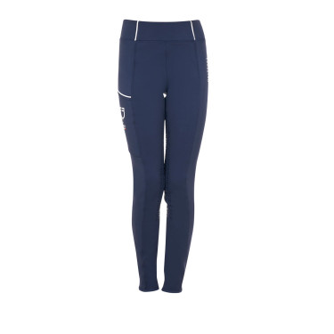 Legging para niña Equestro x FISE full grip corte slim Americana marina Azul marino