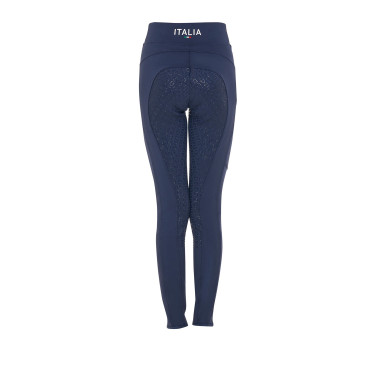 Legging para niña Equestro x FISE full grip corte slim Americana marina Azul marino