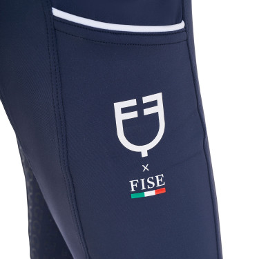 Legging para niña Equestro x FISE full grip corte slim Americana marina Azul marino