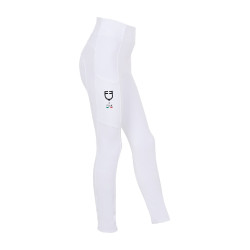 Legging para niña Equestro x FISE full grip corte slim Blanco