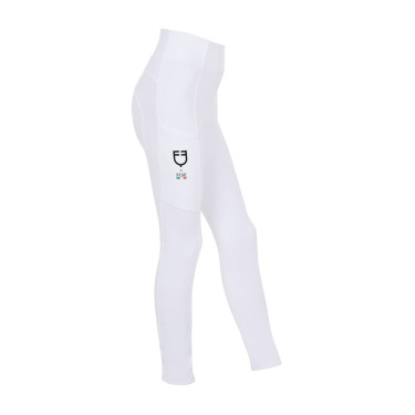 Legging para niña Equestro x FISE full grip corte slim Blanco