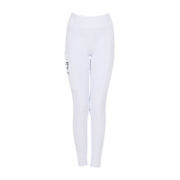 Legging para niña Equestro x FISE full grip corte slim Blanco