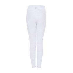 Legging para niña Equestro x FISE full grip corte slim Blanco