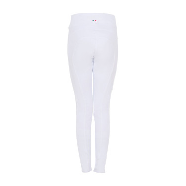Legging para niña Equestro x FISE full grip corte slim Blanco