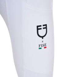 Legging para niña Equestro x FISE full grip corte slim Blanco