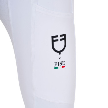 Legging para niña Equestro x FISE full grip corte slim Blanco