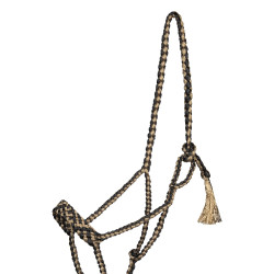 Cabezada de cuerda Pool’s de nariz ancha con ramal Negro / beige