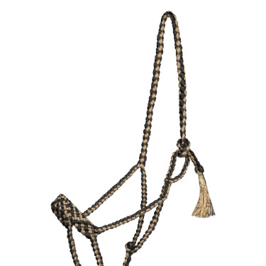 Cabezada de cuerda Pool’s de nariz ancha con ramal Negro / beige