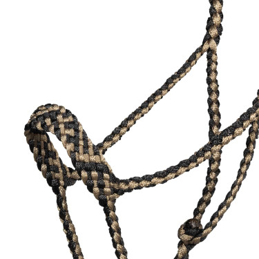 Cabezada de cuerda Pool’s de nariz ancha con ramal Negro / beige