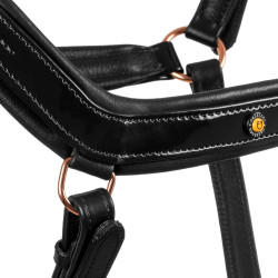 Cabezada de cuero liso Equestro con hebillas rose gold Negro