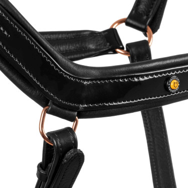 Cabezada de cuero liso Equestro con hebillas rose gold Negro